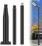 Street Light Pole 10Ft - Metal Solar Lamp Posts for Outdoor Light, Adjustable Metal Street Courtyard Porch