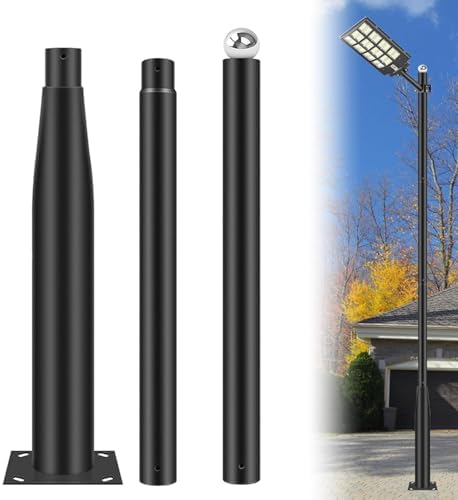 Street Light Pole 10Ft - Metal Solar Lamp Posts for Outdoor Light, Adjustable Metal Street Courtyard Porch