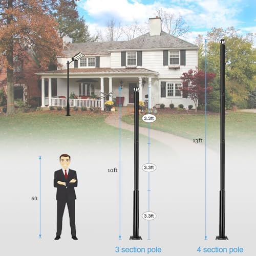 Street Light Pole 10Ft - Metal Solar Lamp Posts for Outdoor Light, Adjustable Metal Street Courtyard Porch, alternate view 3