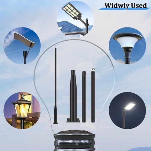 Street Light Pole 10Ft - Metal Solar Lamp Posts for Outdoor Light, Adjustable Metal Street Courtyard Porch, alternate view 7