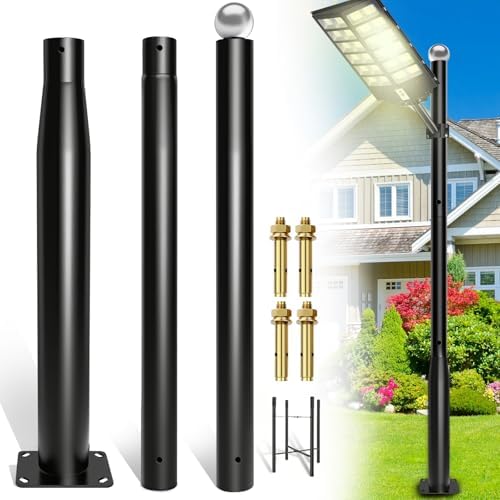 Street Light Pole 10Ft Tall-Outdoor Adjustable Metal Street Lamp Post, Outdoor Light Pole for Parking Lot