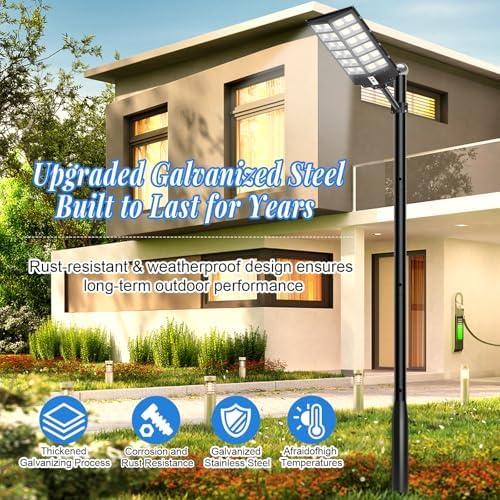 Street Light Pole 10Ft Tall-Outdoor Adjustable Metal Street Lamp Post, Outdoor Light Pole for Parking Lot, alternate view 2