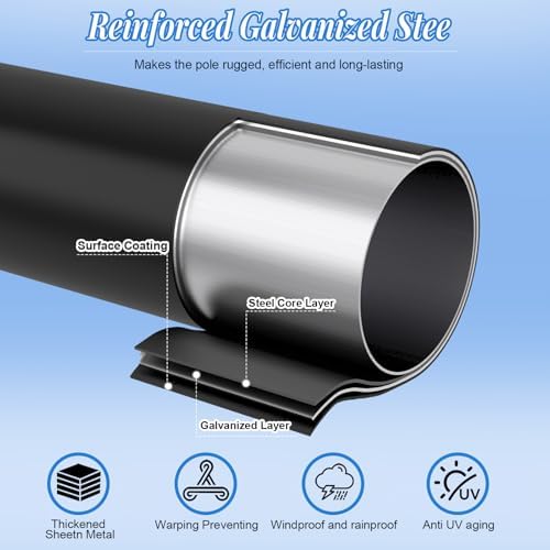 Street Light Pole 10Ft Tall-Outdoor Adjustable Metal Street Lamp Post, Outdoor Light Pole for Parking Lot, alternate view 4