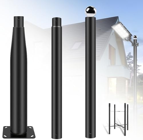 Street Light Pole 10Ft Tall, Solar Split Street Lamp Post for Outdoor Light Galvanized Heavy-Duty Metal Light