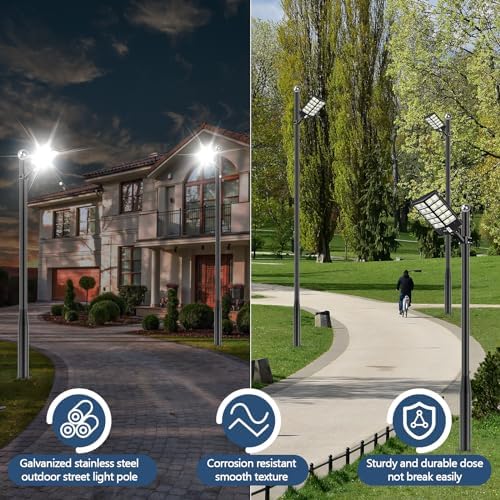 Street Light Pole 10Ft Tall, Street Lamp Post for Outdoor Lighting Fixtures with Two Types of Ground Mounting, alternate view