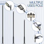Street Light Pole 10Ft Tall, Street Lamp Post for Outdoor Lighting Fixtures with Two Types of Ground Mounting, alternate view