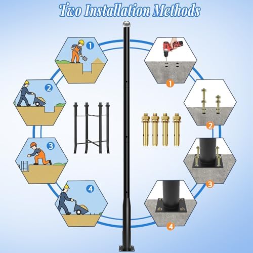 Street Light Pole 13 Ft, Outdoor Adjustable Metal Street Lamp Post for Solar Lights, Heavy Duty Exterior, alternate view 5