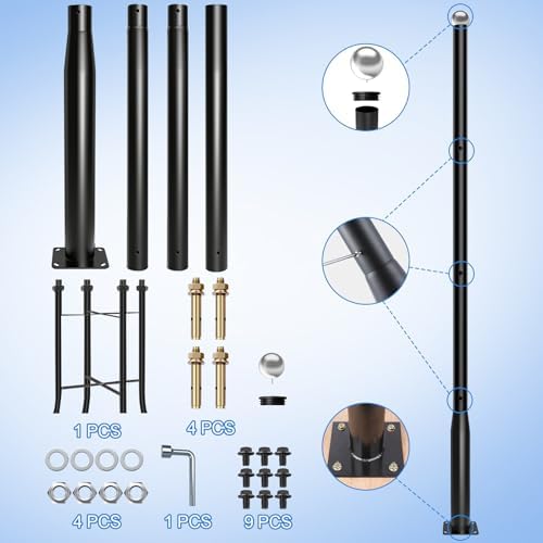 Street Light Pole 13 Ft, Outdoor Adjustable Metal Street Lamp Post for Solar Lights, Heavy Duty Exterior, alternate view 7