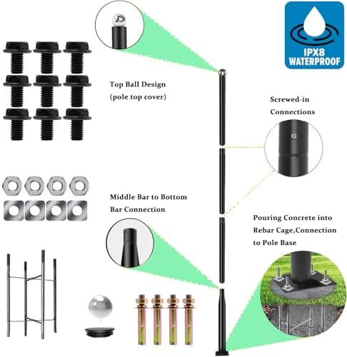 Street Light Pole 13 Ft Tall - Outdoor Adjustable Heavy Duty Metal Street Lamp Post for Outside Solar Street, alternate view