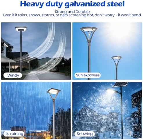 Street Light Pole 13ft Tall, Outdoor Split Adjustable Heavy-Duty Metal, alternate view 4