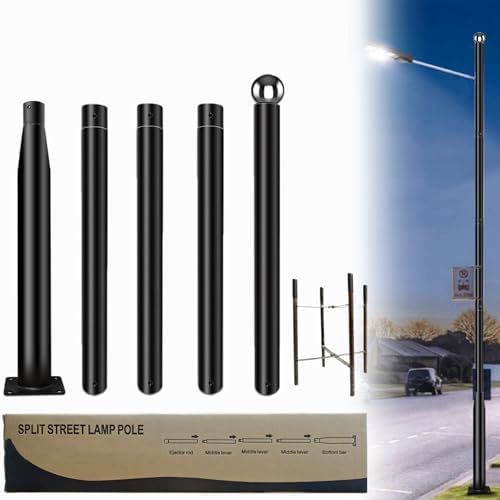 Street Light Pole 16 Ft Tall - Outdoor Adjustable Heavy Duty Metal Street Lamp Post for Outside Solar Street