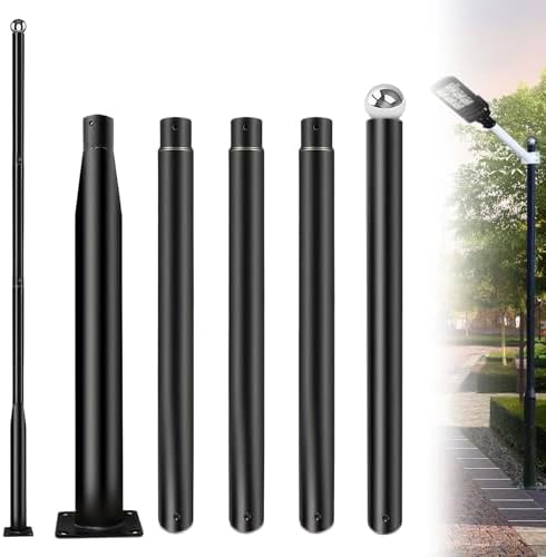 Street Light Pole 16Ft, Outdoor Adjustable Metal Street Lamp Post, Solar Street Light Pole for Street, Patio