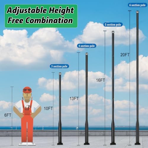 Street Light Pole 16Ft, Outdoor Adjustable Metal Street Lamp Post, Solar Street Light Pole for Street, Patio, alternate view