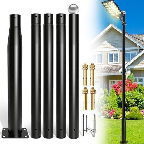 Street Light Pole 16Ft Tall-Outdoor Adjustable Metal Street Lamp Post, Outdoor Light Pole for Parking Lot