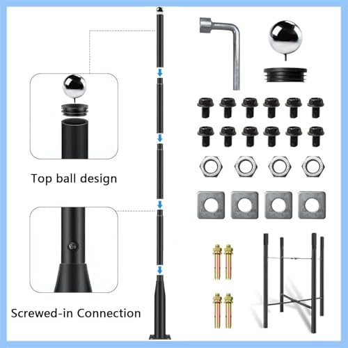 Street Light Pole 16Ft Tall, Outdoor Metal Split Heavy Duty Street Lamp Post for Outside Large Solar Street, alternate view 6