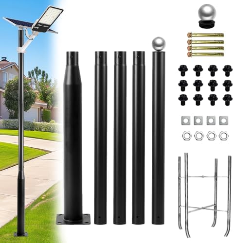 Street Light Pole 16ft Tall, Outdoor Split Adjustable Heavy-Duty Metal