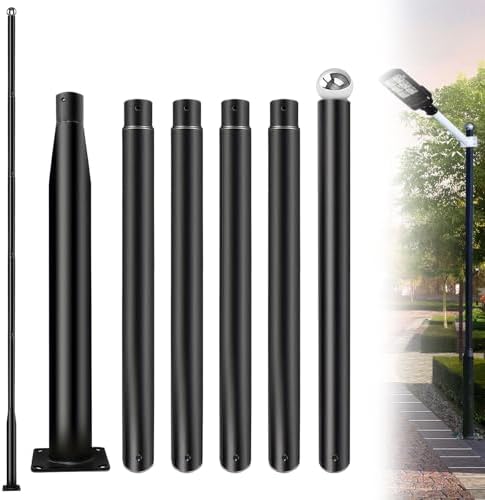 Street Light Pole 20Ft, Outdoor Adjustable Metal Street Lamp Post, Solar Street Light Pole for Street, Patio