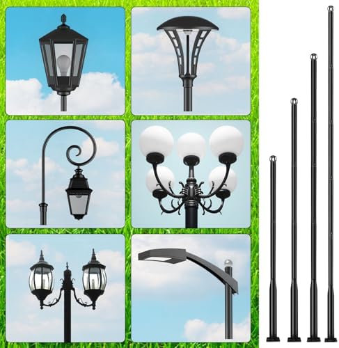Street Light Pole 20Ft, Outdoor Adjustable Metal Street Lamp Post, Solar Street Light Pole for Street, Patio, alternate view