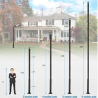 Street Light Pole 20ft Tall - Black Outdoor Adjustable Metal Street Lamp Post for Lights with Mounting Rebar, alternate view