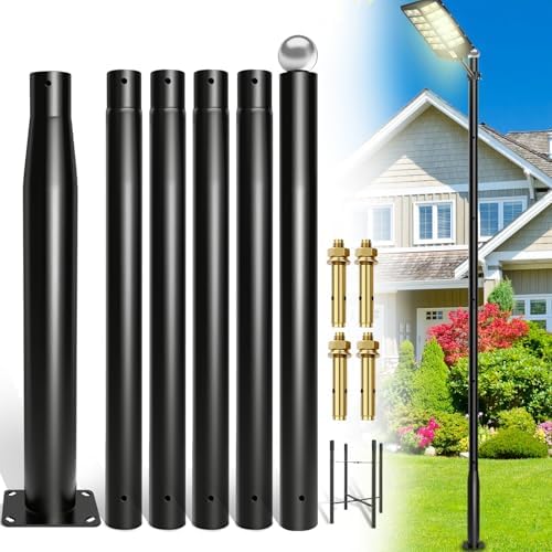 Street Light Pole 20Ft Tall-Outdoor Adjustable Metal Street Lamp Post, Outdoor Light Pole for Parking Lot