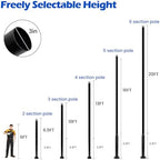 Street Light Pole 20ft Tall, Outdoor Split Adjustable Heavy-Duty Metal in Black, alternate view 2