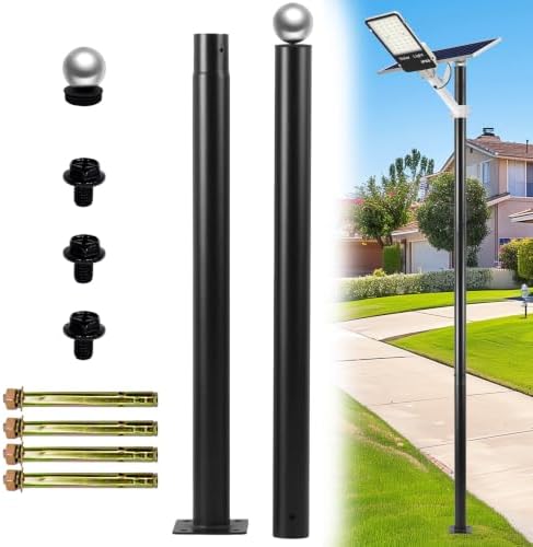 Street Light Pole 6.5ft Tall, Outdoor Split Adjustable Heavy-Duty Metal in Black