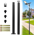 Street Light Pole 6.5ft Tall, Outdoor Split Adjustable Heavy-Duty Metal in Black
