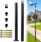 Street Light Pole 6.5ft Tall, Outdoor Split Adjustable Heavy-Duty Metal in Black