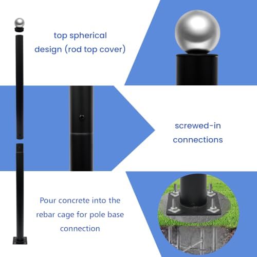 Street Light Pole 6.5ft Tall, Outdoor Split Adjustable Heavy-Duty Metal in Black, alternate view 3