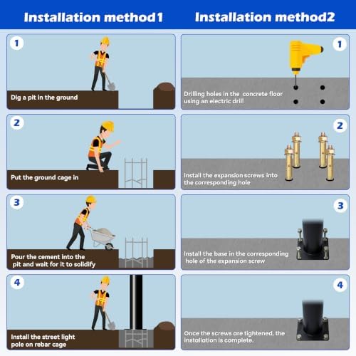Street Light Pole 6.5ft Tall, Outdoor Split Adjustable Heavy-Duty Metal in Black, alternate view 7