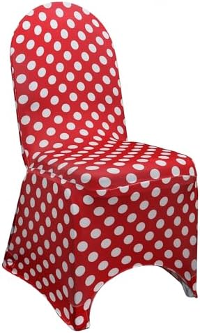 Stretch Spandex Banquet Chair Cover - Red and White Polka Dot, Wedding Slip Covers, Premium Quality Chair Cover
