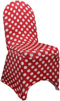 Stretch Spandex Banquet Chair Cover - Red and White Polka Dot, Wedding Slip Covers, Premium Quality Chair Cover