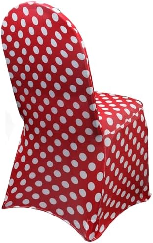 Stretch Spandex Banquet Chair Cover - Red and White Polka Dot, Wedding Slip Covers, Premium Quality Chair Cover, alternate