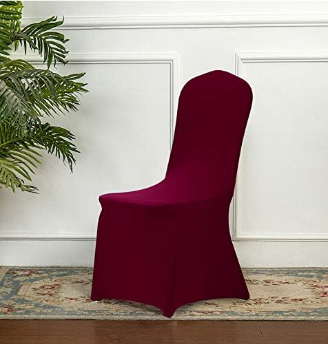 Stretch Spandex Chair Cover for Wedding Party Dining Banquet Event (Burgundy, 25), alternate view 2