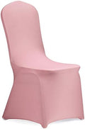 Stretch Spandex Chair Cover for Wedding Party Dining Banquet Event (Dusty Rose, 12)