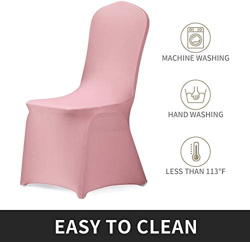 Stretch Spandex Chair Cover for Wedding Party Dining Banquet Event (Dusty Rose, 12), alternate view 4