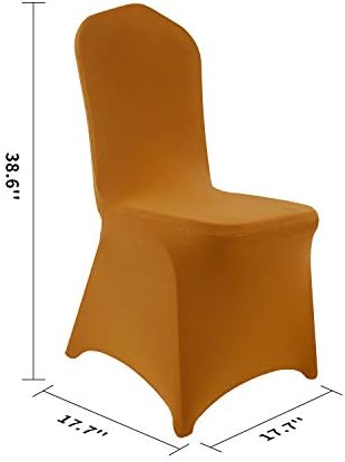 Stretch Spandex Chair Cover for Wedding Party Dining Banquet Event (Gold, 25) in Gold, alternate view 2