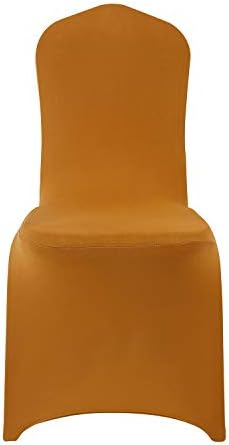 Stretch Spandex Chair Cover for Wedding Party Dining Banquet Event (Gold, 25) in Gold, alternate view 3