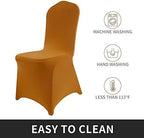 Stretch Spandex Chair Cover for Wedding Party Dining Banquet Event (Gold, 25) in Gold, alternate view 4