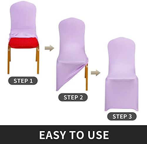 Stretch Spandex Chair Cover for Wedding Party Dining Banquet Event (Lavender, 6), alternate view 5