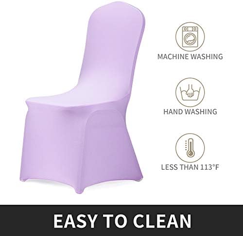 Stretch Spandex Chair Cover for Wedding Party Dining Banquet Event (Lavender, 25), alternate view 4