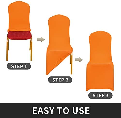 Stretch Spandex Chair Cover for Wedding Party Dining Banquet Event (Orange, 25), alternate view 5