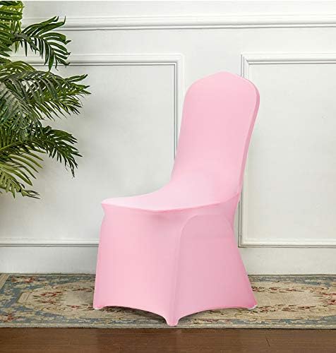 Stretch Spandex Chair Cover for Wedding Party Dining Banquet Event (Pink, 6) in Pink, alternate view 2