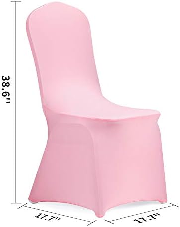 Stretch Spandex Chair Cover for Wedding Party Dining Banquet Event (Pink, 6) in Pink, alternate view 3
