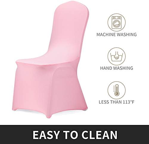 Stretch Spandex Chair Cover for Wedding Party Dining Banquet Event (Pink, 6) in Pink, alternate view 4