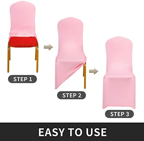 Stretch Spandex Chair Cover for Wedding Party Dining Banquet Event (Pink, 6) in Pink, alternate view 5