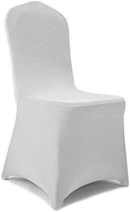 Stretch Spandex Chair Cover for Wedding Party Dining Banquet Event (Silver, 12pcs) in Silver