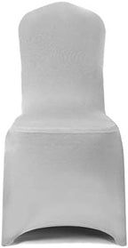 Stretch Spandex Chair Cover for Wedding Party Dining Banquet Event (Silver, 12pcs) in Silver, alternate view 2