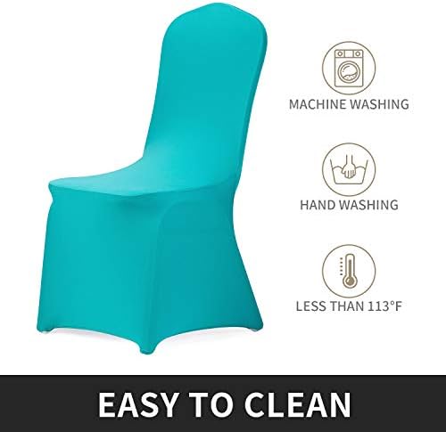 Stretch Spandex Chair Cover for Wedding Party Dining Banquet Event (Turquoise, 12), alternate view 3