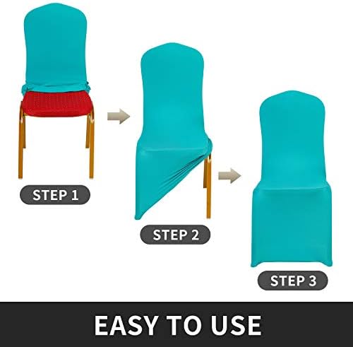 Stretch Spandex Chair Cover for Wedding Party Dining Banquet Event (Turquoise, 12), alternate view 4